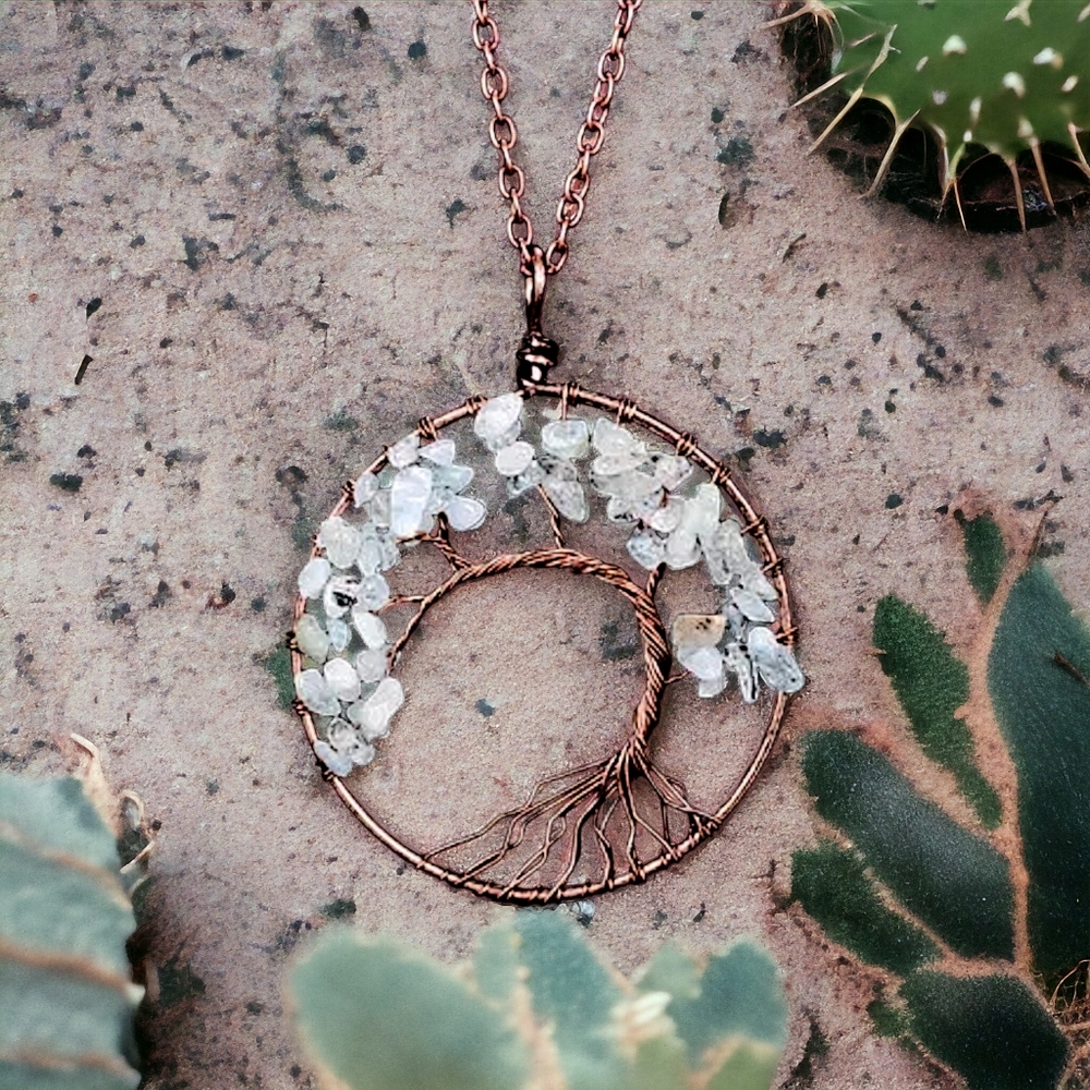 10476 Handmade Stone & Copper Tree Necklace